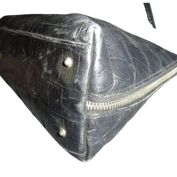 Furla Vintage black crocodile embossed Italian leather double handle bag - Picture 12 of 14